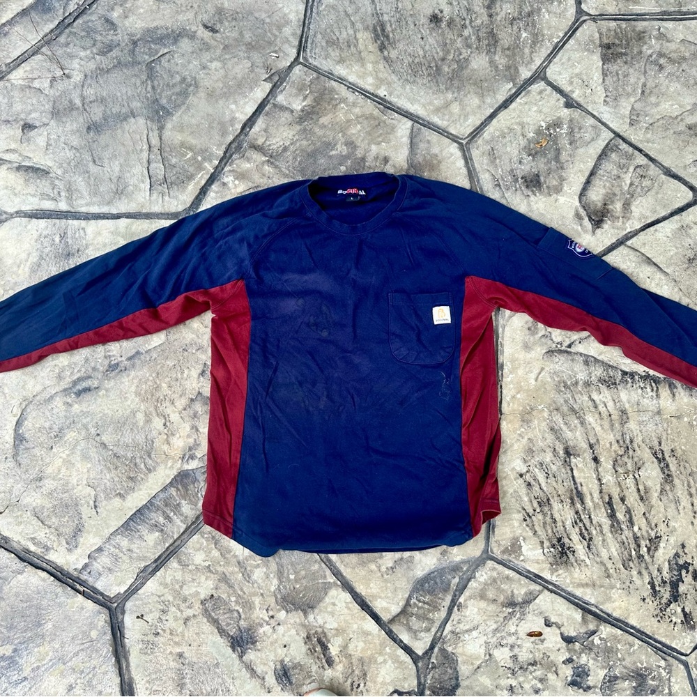Men's Long Sleeve Shirt - Navy and Burgundy